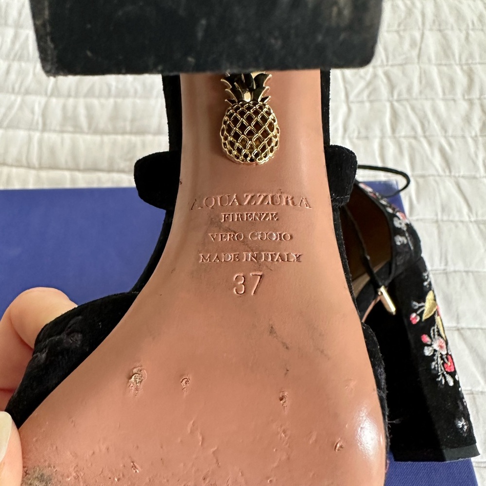 AQUAZZURA - Black floral heels - Picture 5 of 5